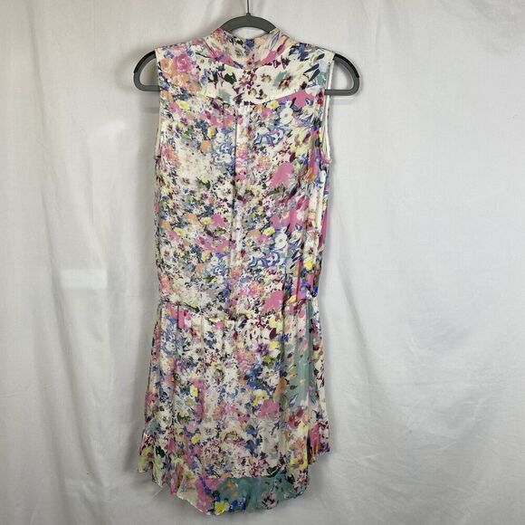 Rococo Sand NWT Pink Floral Sleeveless Mini Dress Side Tie with Tassels Small - Picture 6 of 9